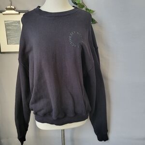 SETactive Crew Neck Fleece Oversized Pullover Sweatshirt Black S